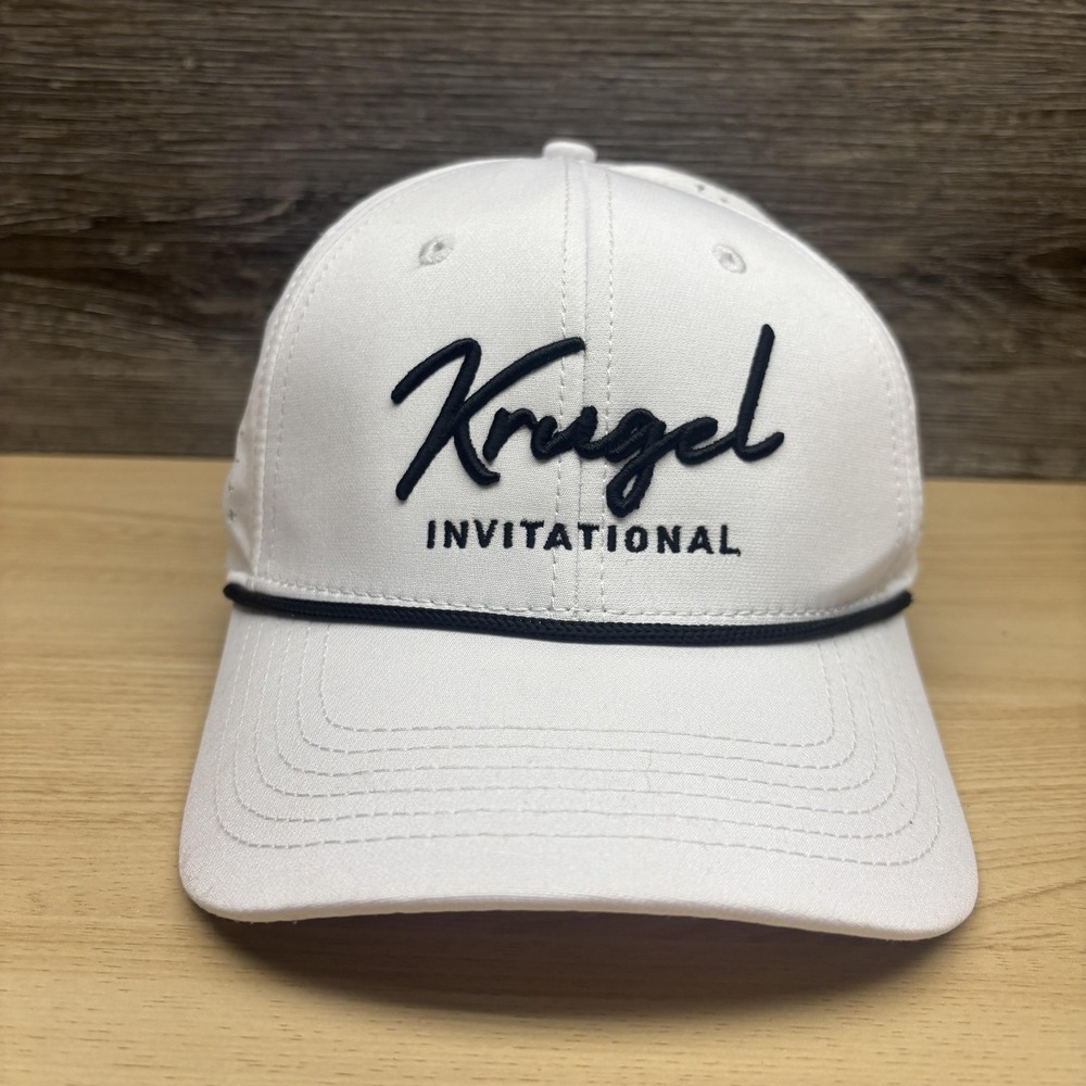 Krugel Invitational Hat Cap Snap Back White Black Baseball Golf UNRL Mens